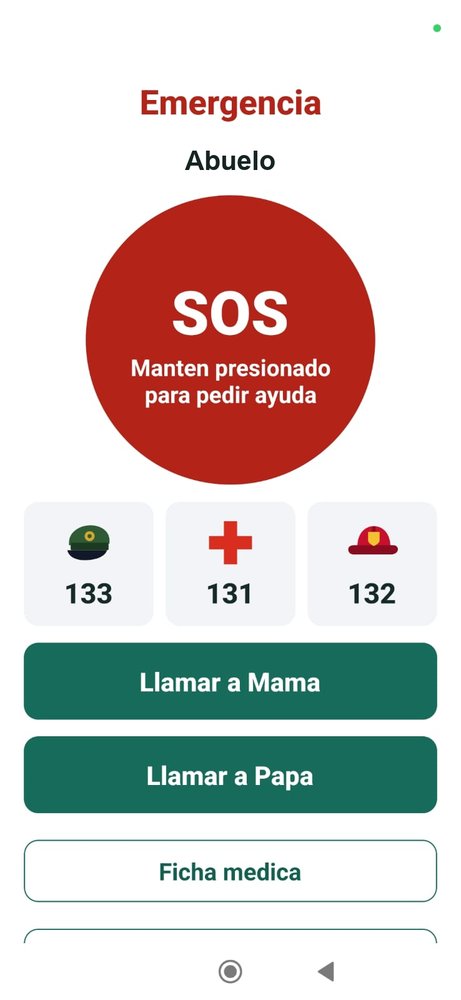 Pantalla de emergencia de CAM con el teléfono bloqueado: SOS, 133, 131, 132, llamar a la familia y ficha médica.